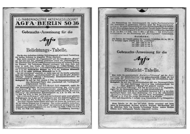 Agfa Belichtungstafel Umschlag